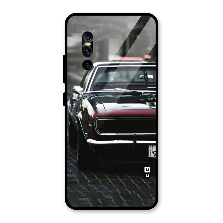 Class Vintage Car Glass Back Case for Vivo V15 Pro