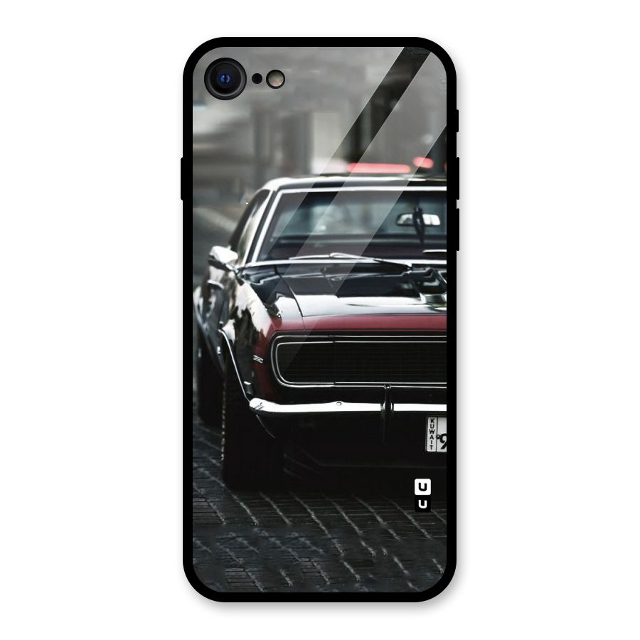 Class Vintage Car Glass Back Case for iPhone SE 2022