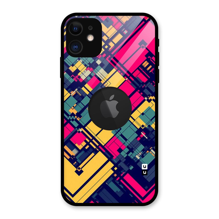 Classic Abstract Coloured Glass Back Case for iPhone 11 Logo Cut