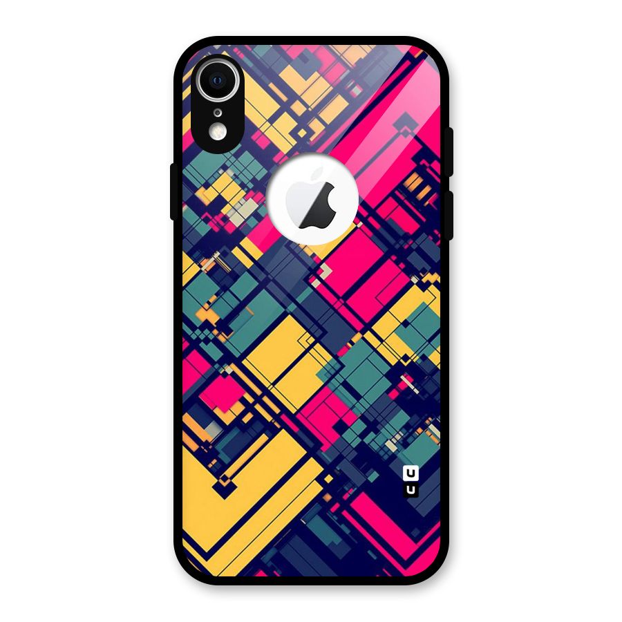 Classic Abstract Coloured Glass Back Case for iPhone XR Logo Cut