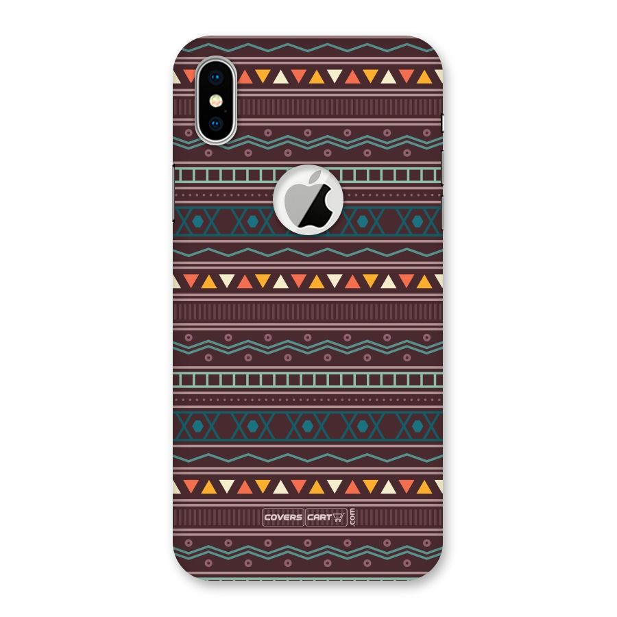 Classic Aztec Pattern Back Case for iPhone XS Logo Cut