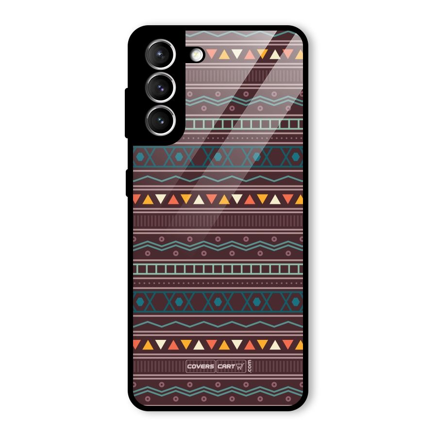 Classic Aztec Pattern Glass Back Case for Galaxy S21 5G