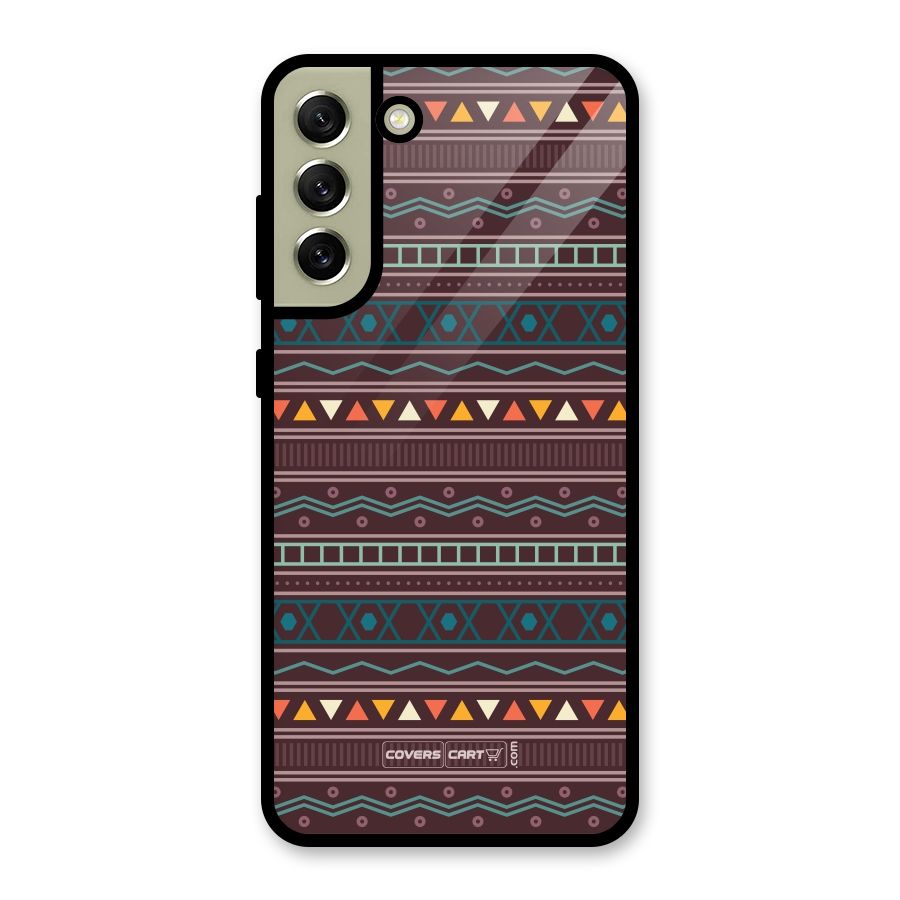 Classic Aztec Pattern Glass Back Case for Galaxy S21 FE 5G