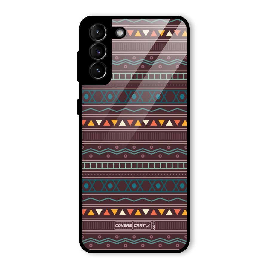 Classic Aztec Pattern Glass Back Case for Galaxy S21 Plus