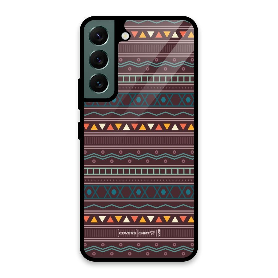 Classic Aztec Pattern Glass Back Case for Galaxy S22 5G