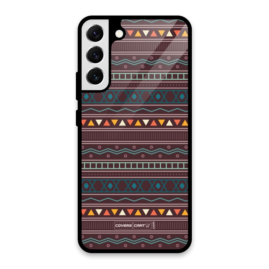 Classic Aztec Pattern Glass Back Case for Galaxy S22 Plus 5G