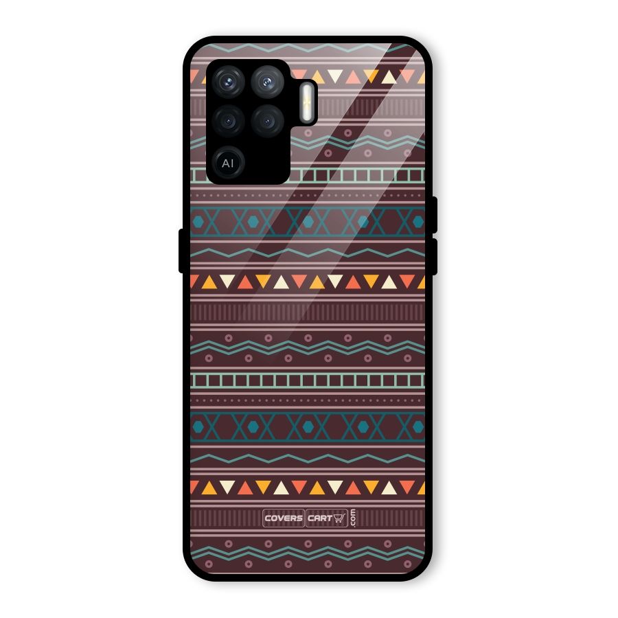 Classic Aztec Pattern Glass Back Case for Oppo F19 Pro