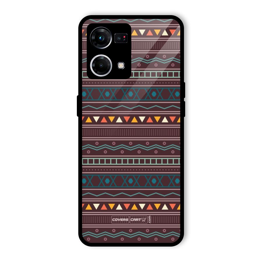 Classic Aztec Pattern Glass Back Case for Oppo F21 Pro 4G