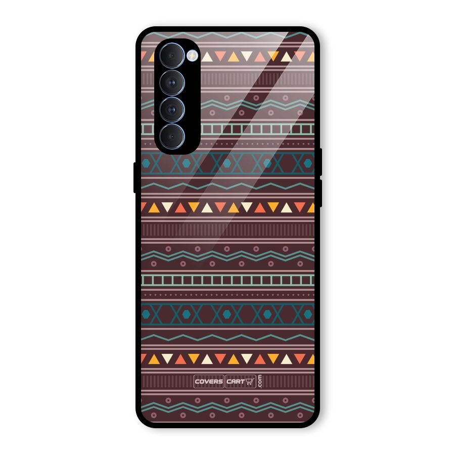 Classic Aztec Pattern Glass Back Case for Oppo Reno4 Pro