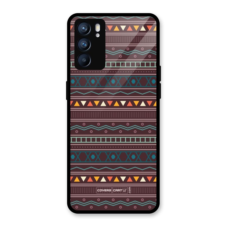 Classic Aztec Pattern Glass Back Case for Oppo Reno6 5G