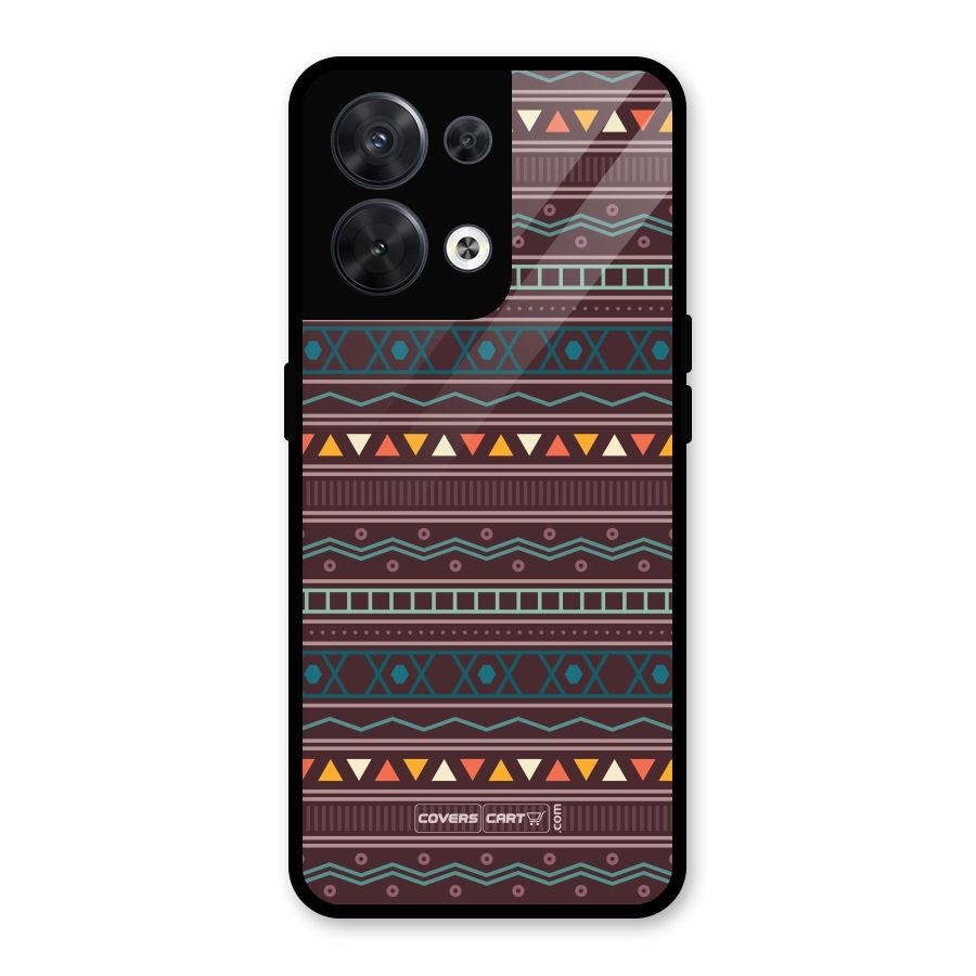 Classic Aztec Pattern Glass Back Case for Oppo Reno8 5G