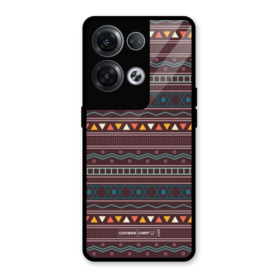 Classic Aztec Pattern Glass Back Case for Oppo Reno8 Pro 5G