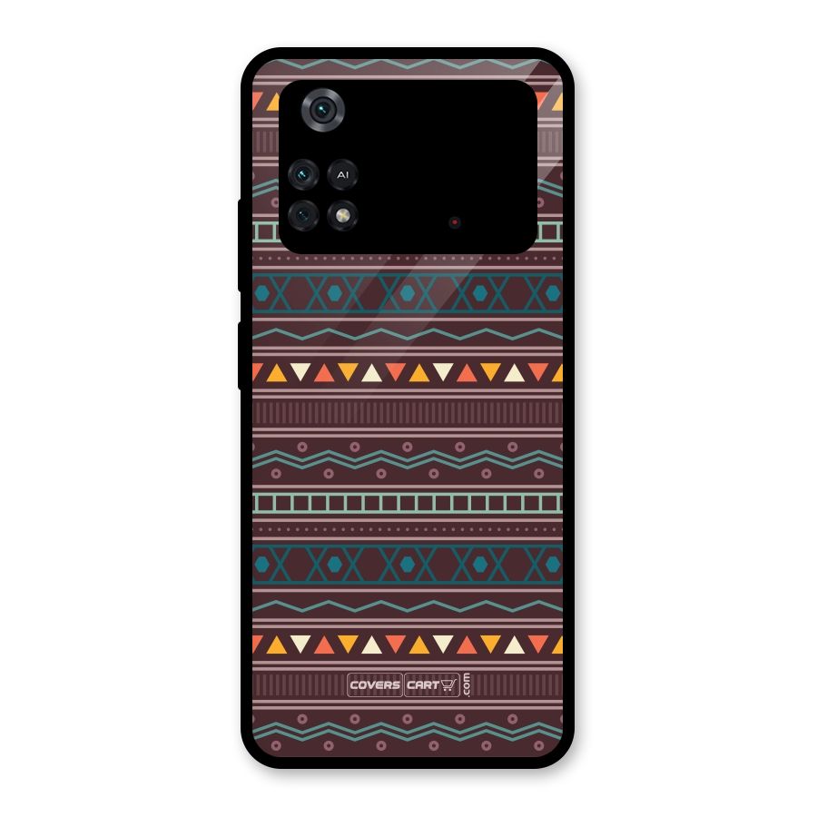 Classic Aztec Pattern Glass Back Case for Poco M4 Pro 4G