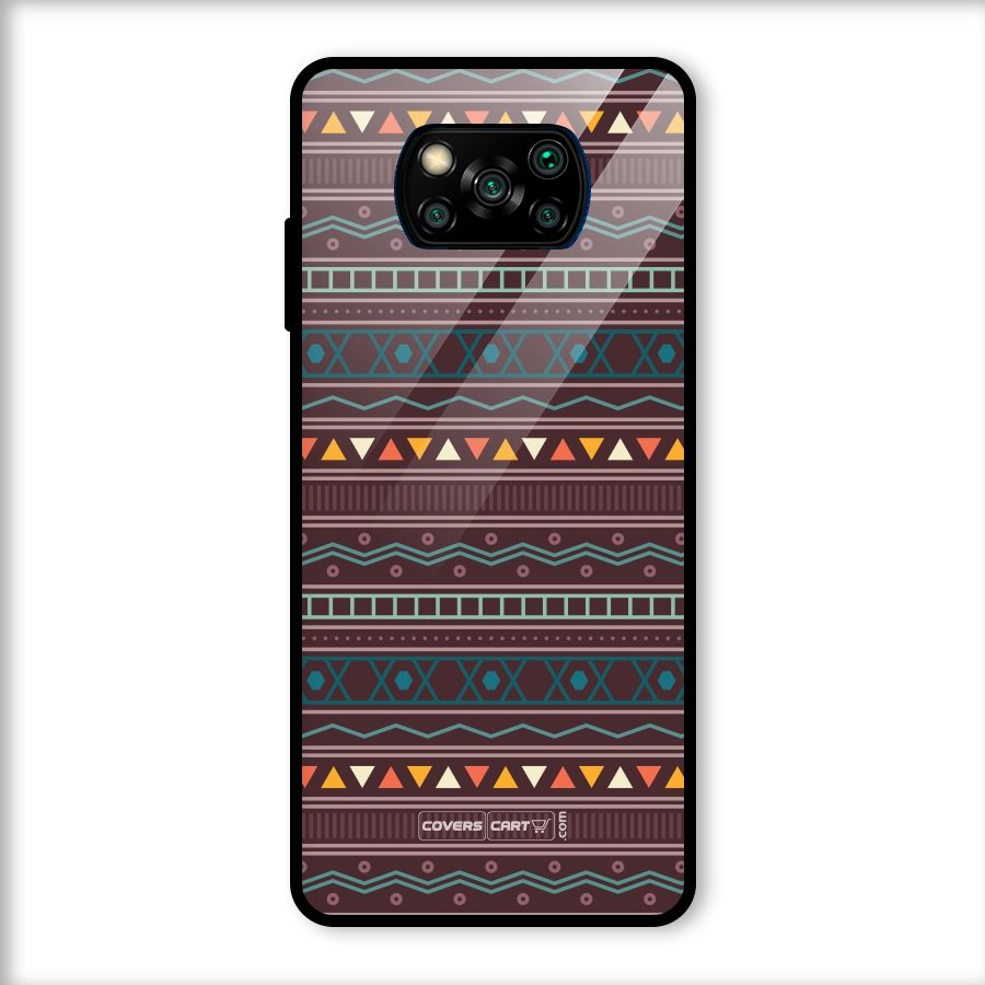 Classic Aztec Pattern Glass Back Case for Poco X3