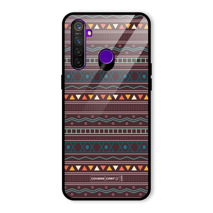 Classic Aztec Pattern Glass Back Case for Realme 5 Pro
