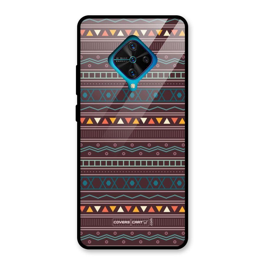 Classic Aztec Pattern Glass Back Case for Vivo S1 Pro