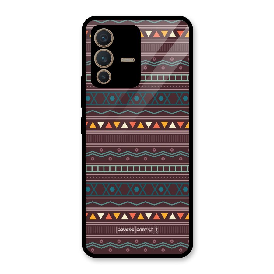 Classic Aztec Pattern Glass Back Case for Vivo V23 5G