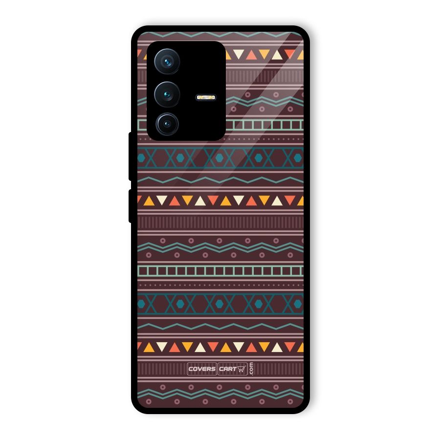 Classic Aztec Pattern Glass Back Case for Vivo V23 Pro