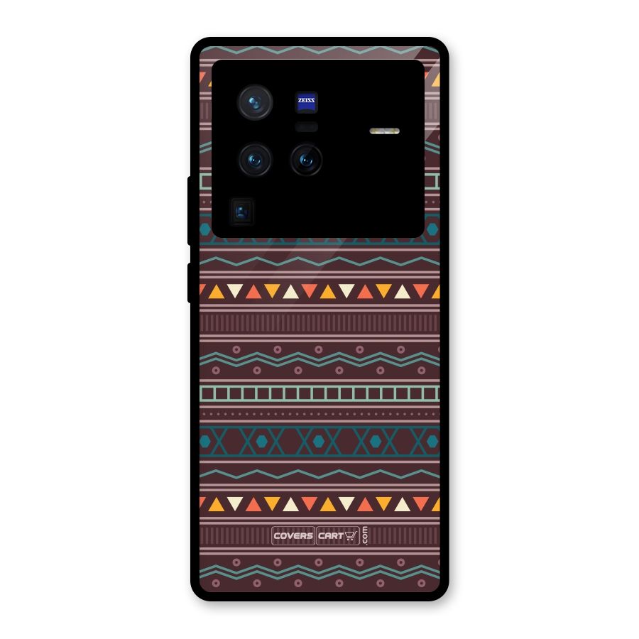 Classic Aztec Pattern Glass Back Case for Vivo X80 Pro