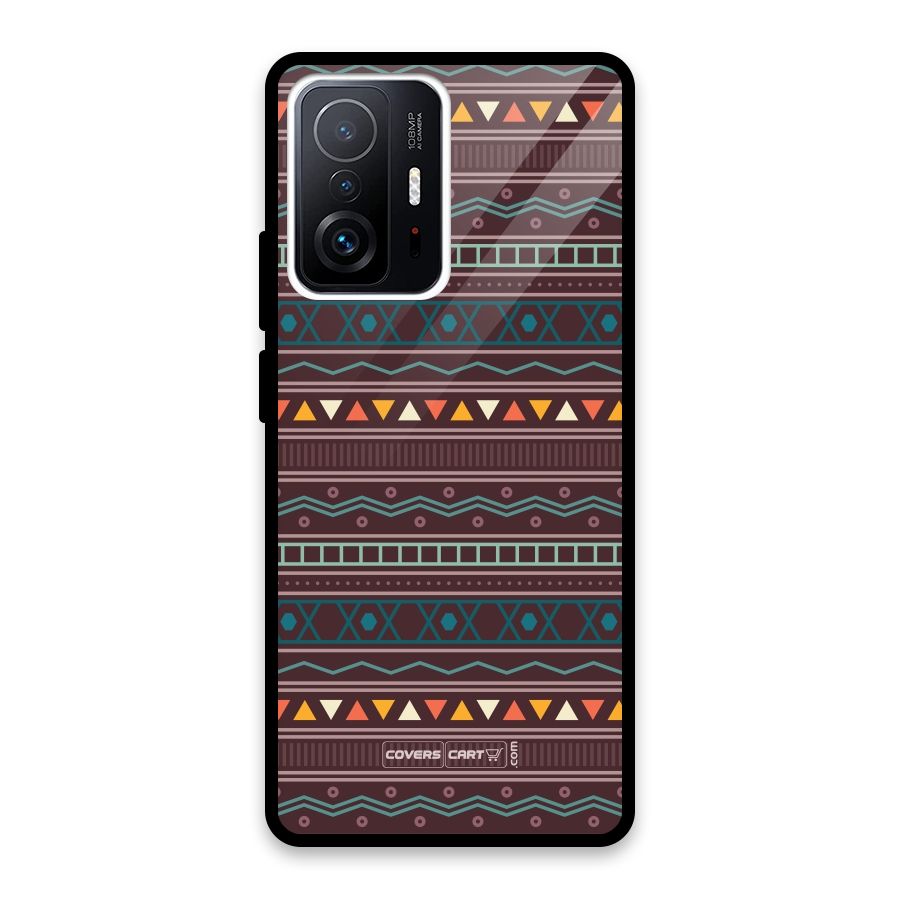 Classic Aztec Pattern Glass Back Case for Xiaomi 11T Pro