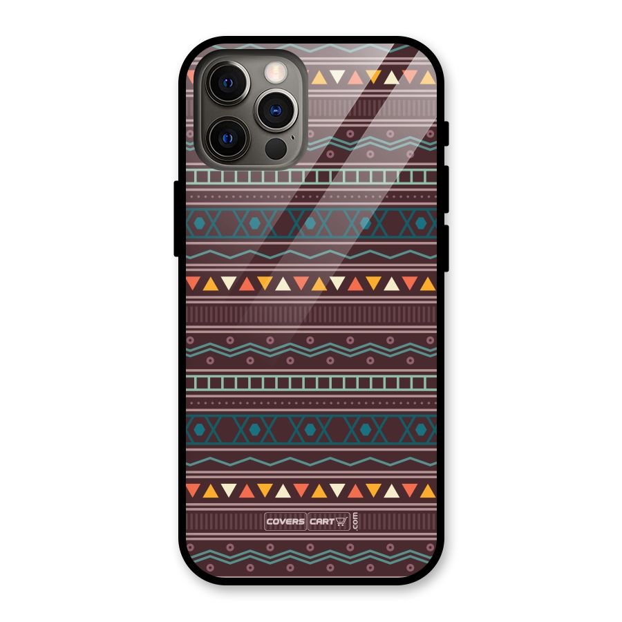Classic Aztec Pattern Glass Back Case for iPhone 12 Pro