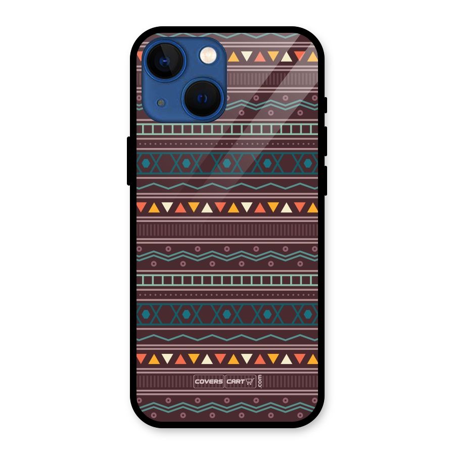 Classic Aztec Pattern Glass Back Case for iPhone 13 Mini