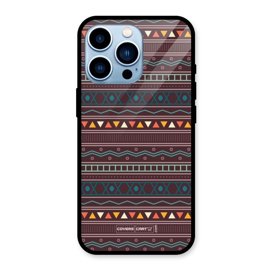Classic Aztec Pattern Glass Back Case for iPhone 13 Pro