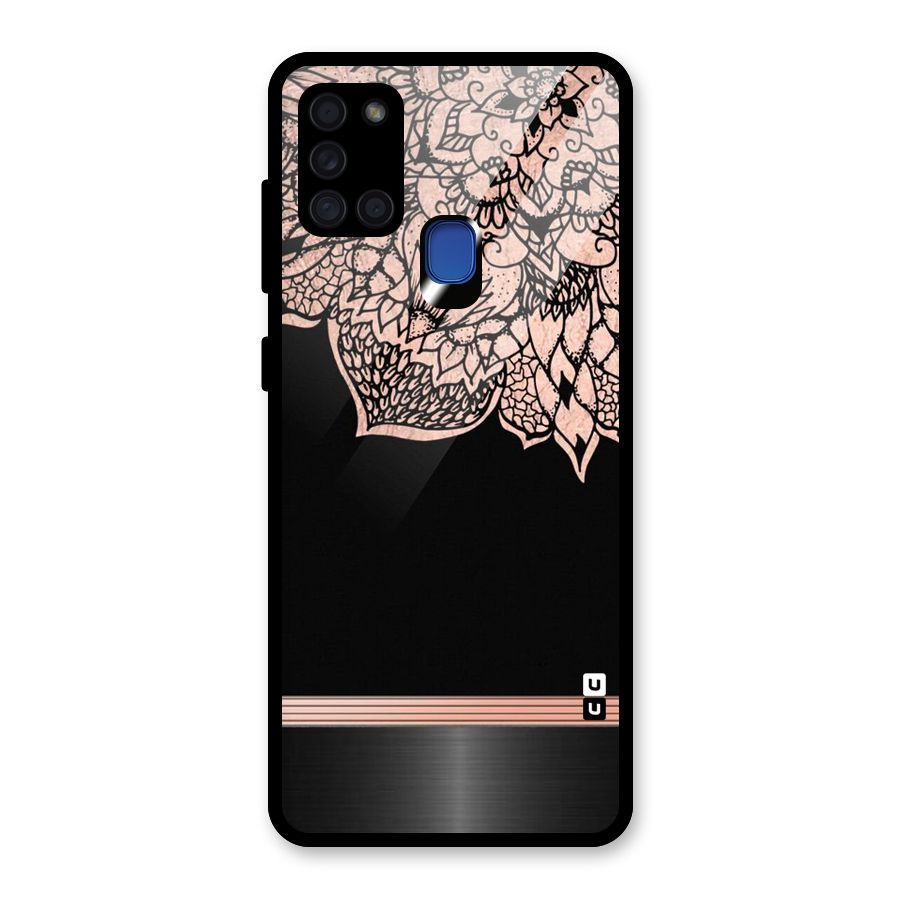 Classic Black Sleak Design Glass Back Case for Galaxy A21s