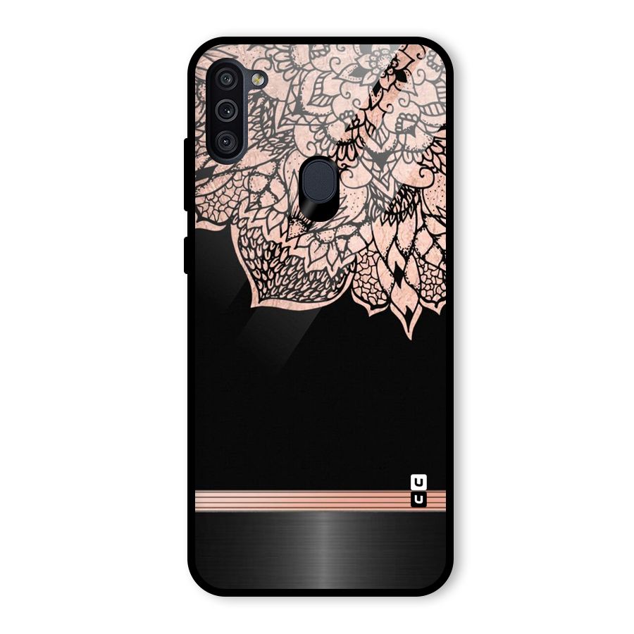 Classic Black Sleak Design Glass Back Case for Galaxy M11