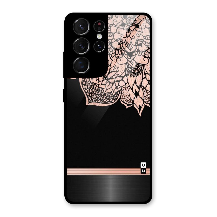 Classic Black Sleak Design Glass Back Case for Galaxy S21 Ultra 5G