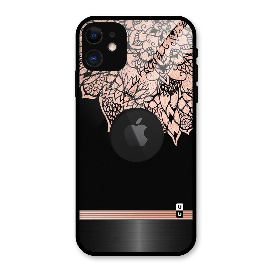 Classic Black Sleak Design Glass Back Case for iPhone 11 Logo Cut