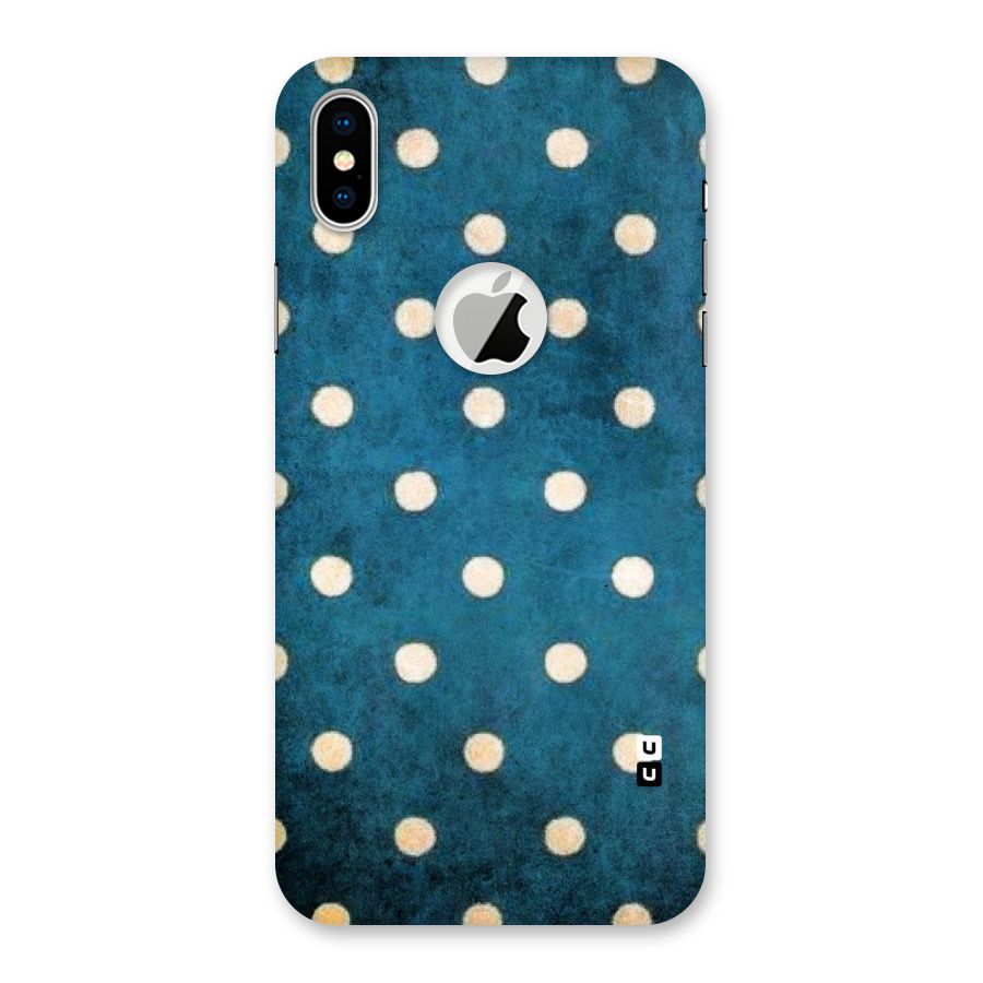 Classic Blue Polka Back Case for iPhone XS Logo Cut