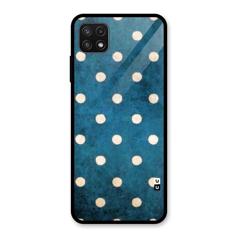 Classic Blue Polka Glass Back Case for Galaxy A22 5G