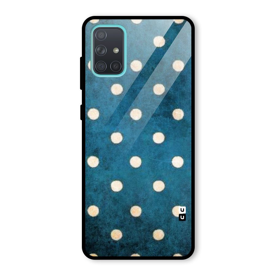 Classic Blue Polka Glass Back Case for Galaxy A71