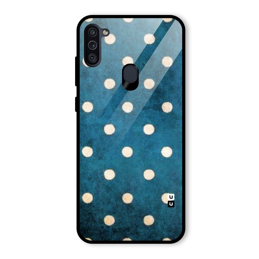 Classic Blue Polka Glass Back Case for Galaxy M11