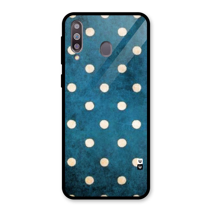 Classic Blue Polka Glass Back Case for Galaxy M30