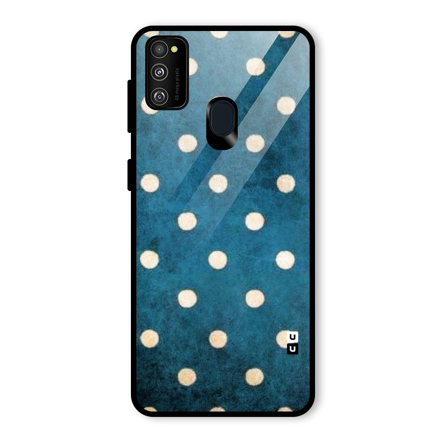 Classic Blue Polka Glass Back Case for Galaxy M30s