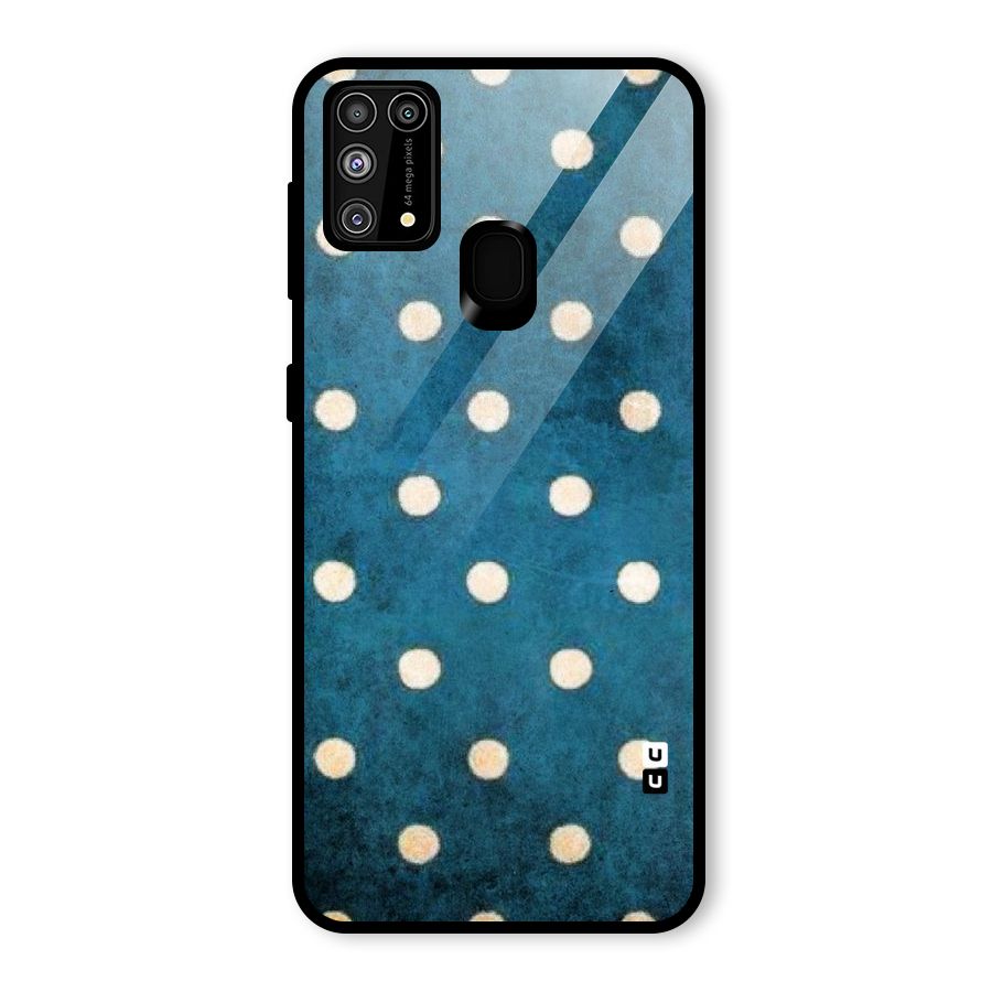 Classic Blue Polka Glass Back Case for Galaxy M31