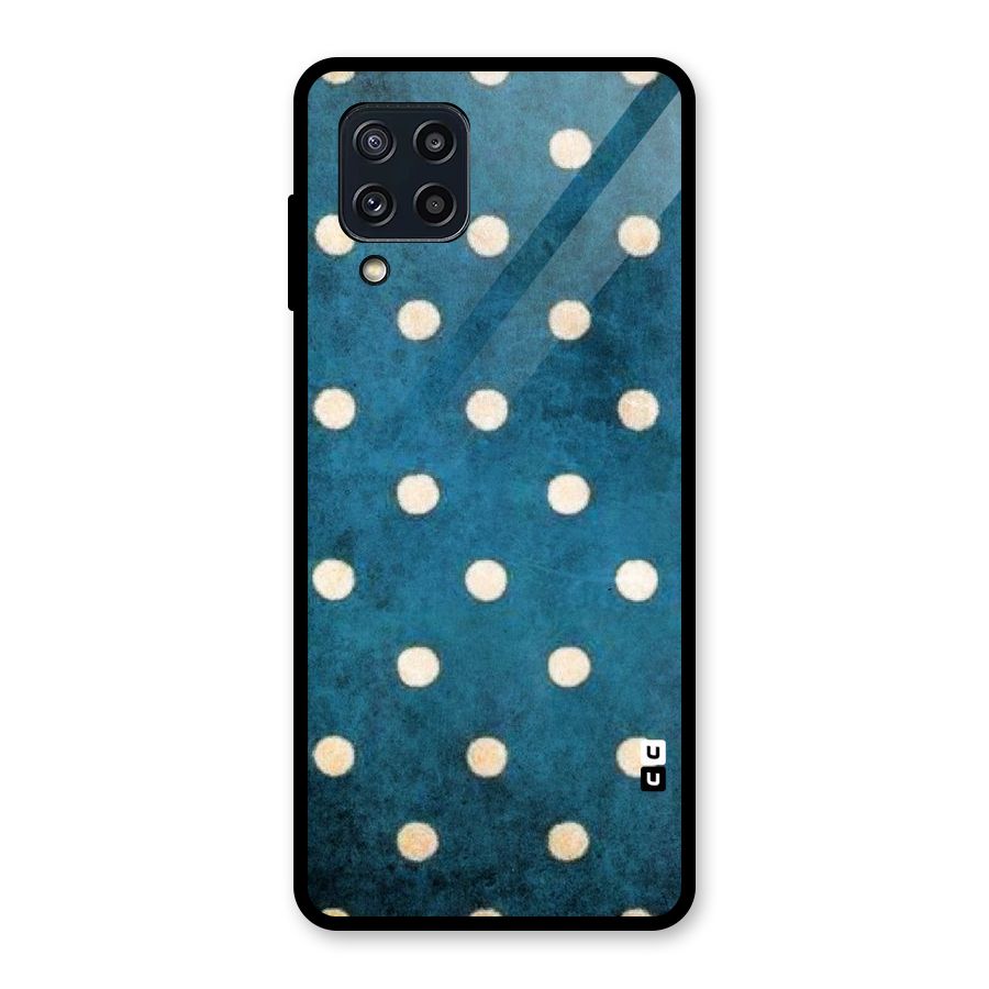 Classic Blue Polka Glass Back Case for Galaxy M32
