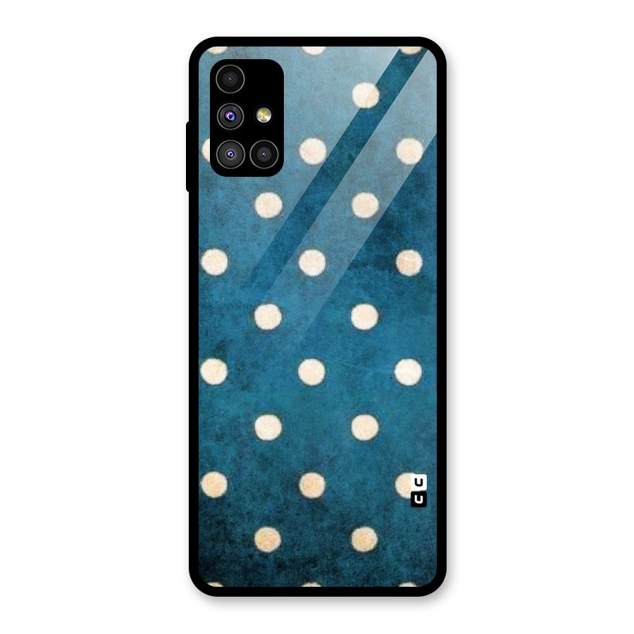 Classic Blue Polka Glass Back Case for Galaxy M51