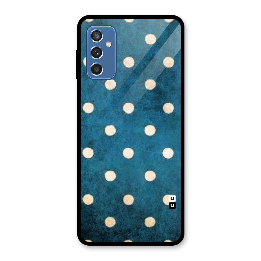 Classic Blue Polka Glass Back Case for Galaxy M52 5G