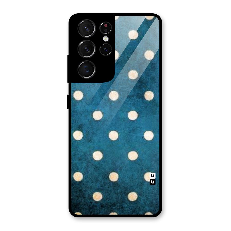 Classic Blue Polka Glass Back Case for Galaxy S21 Ultra 5G