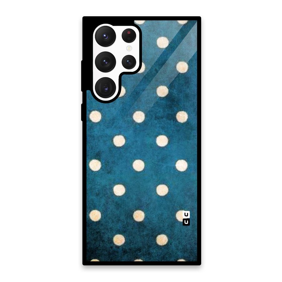 Classic Blue Polka Glass Back Case for Galaxy S22 Ultra 5G
