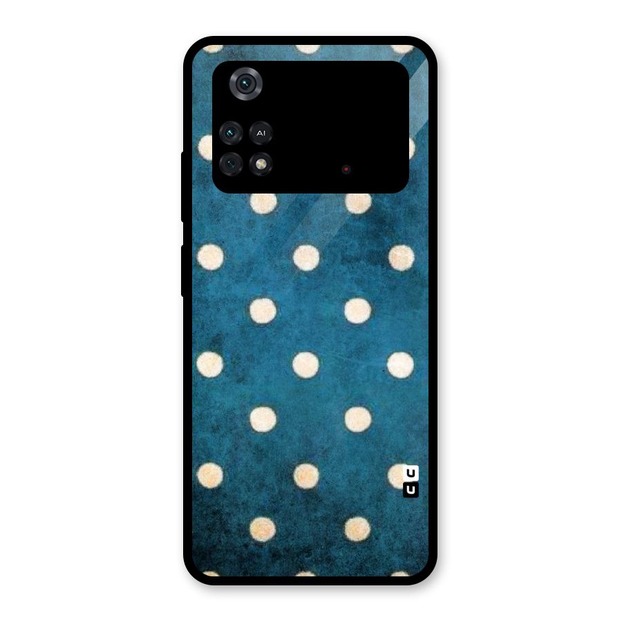 Classic Blue Polka Glass Back Case for Poco M4 Pro 4G