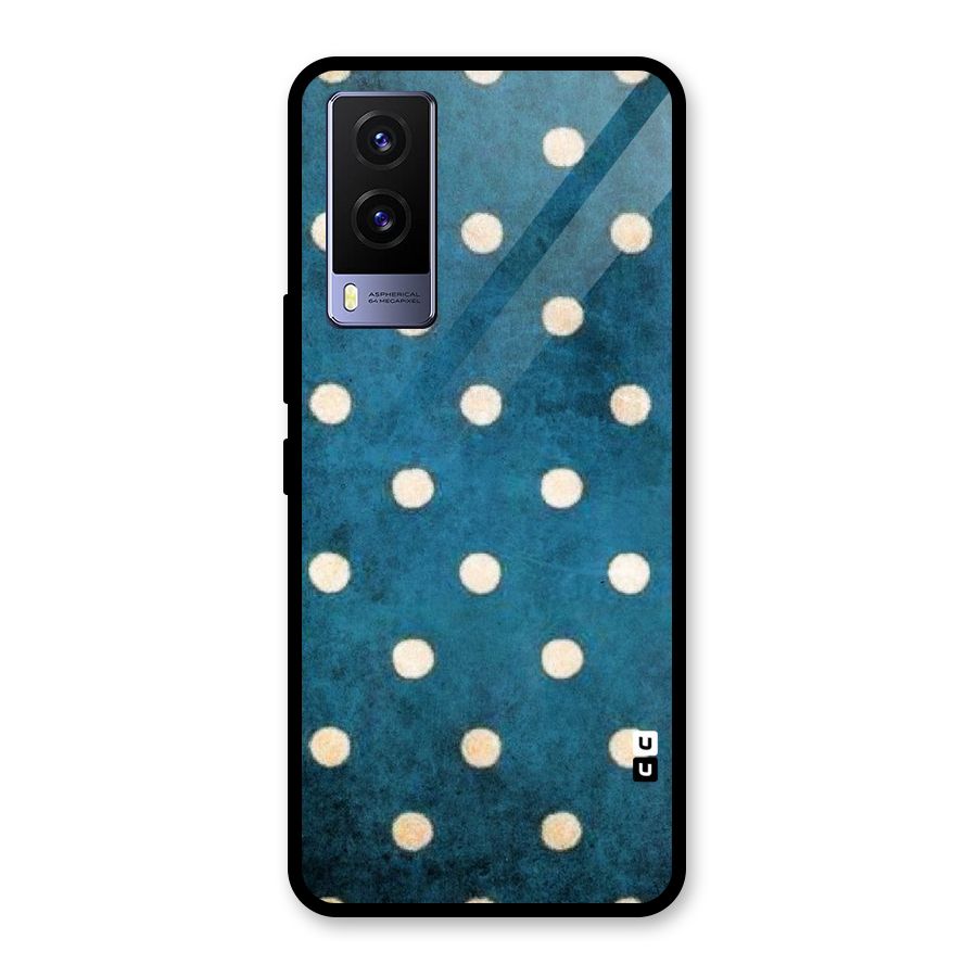 Classic Blue Polka Glass Back Case for Vivo V21e 5G