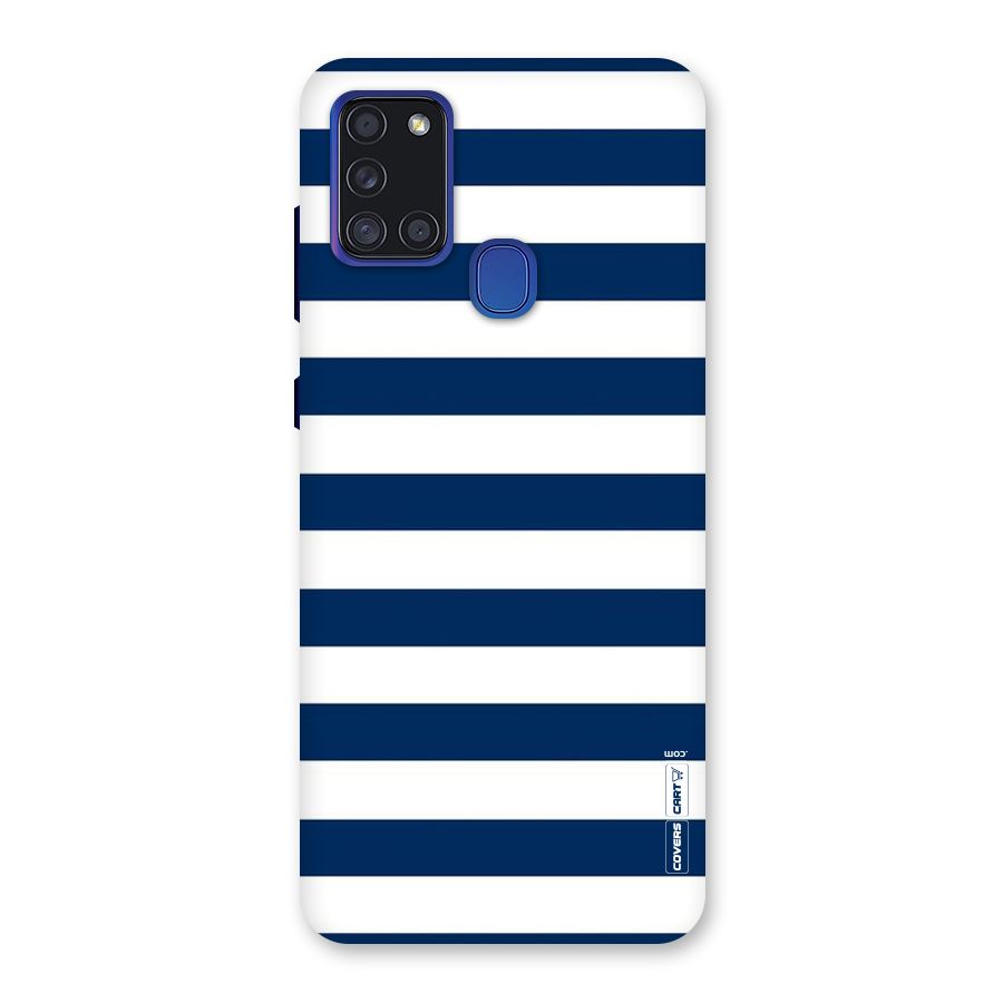 Classic Blue White Stripes Back Case for Galaxy A21s