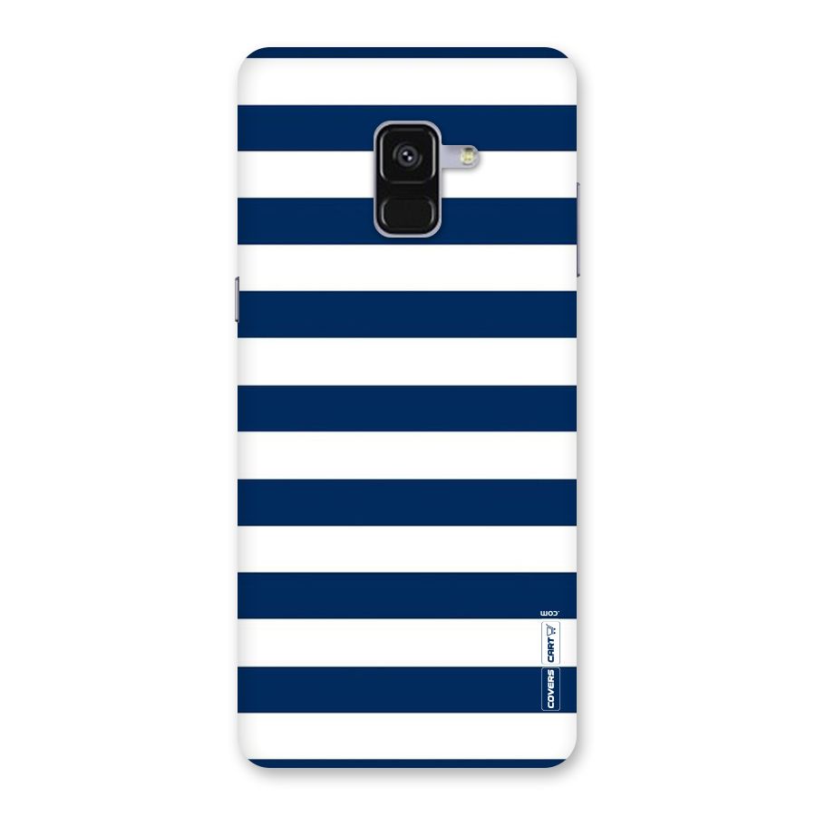 Classic Blue White Stripes Back Case for Galaxy A8 Plus
