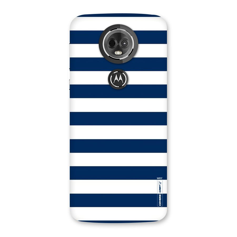 Classic Blue White Stripes Back Case for Moto E5 Plus