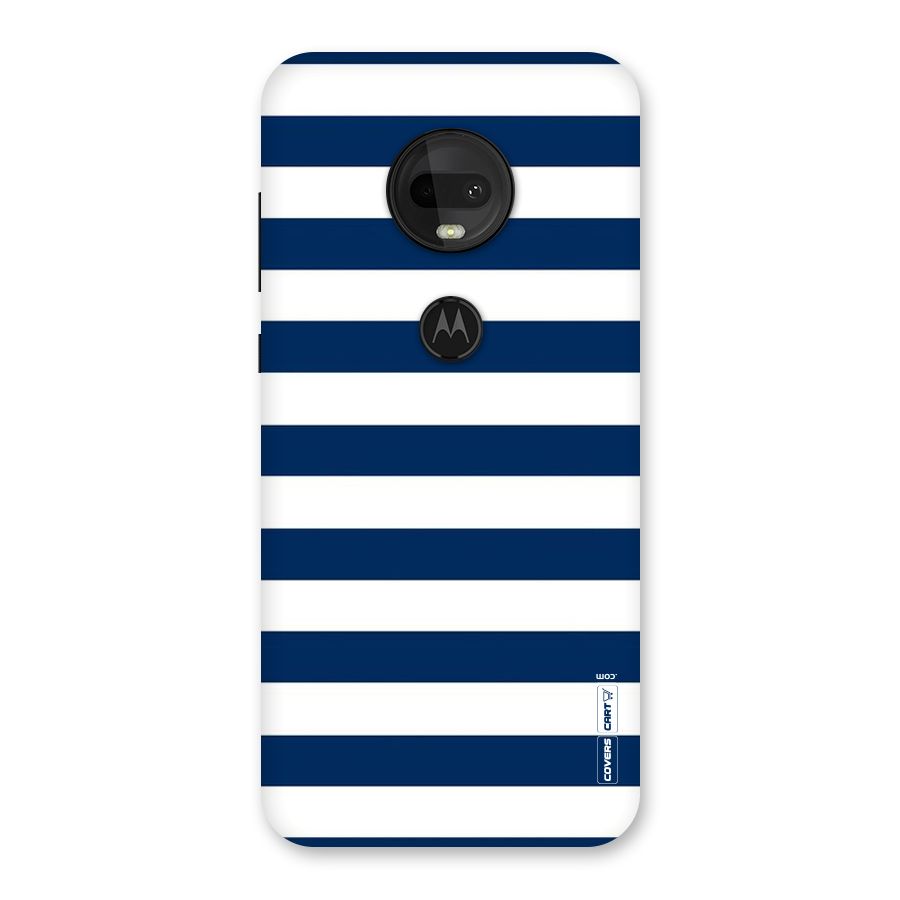 Classic Blue White Stripes Back Case for Moto G7
