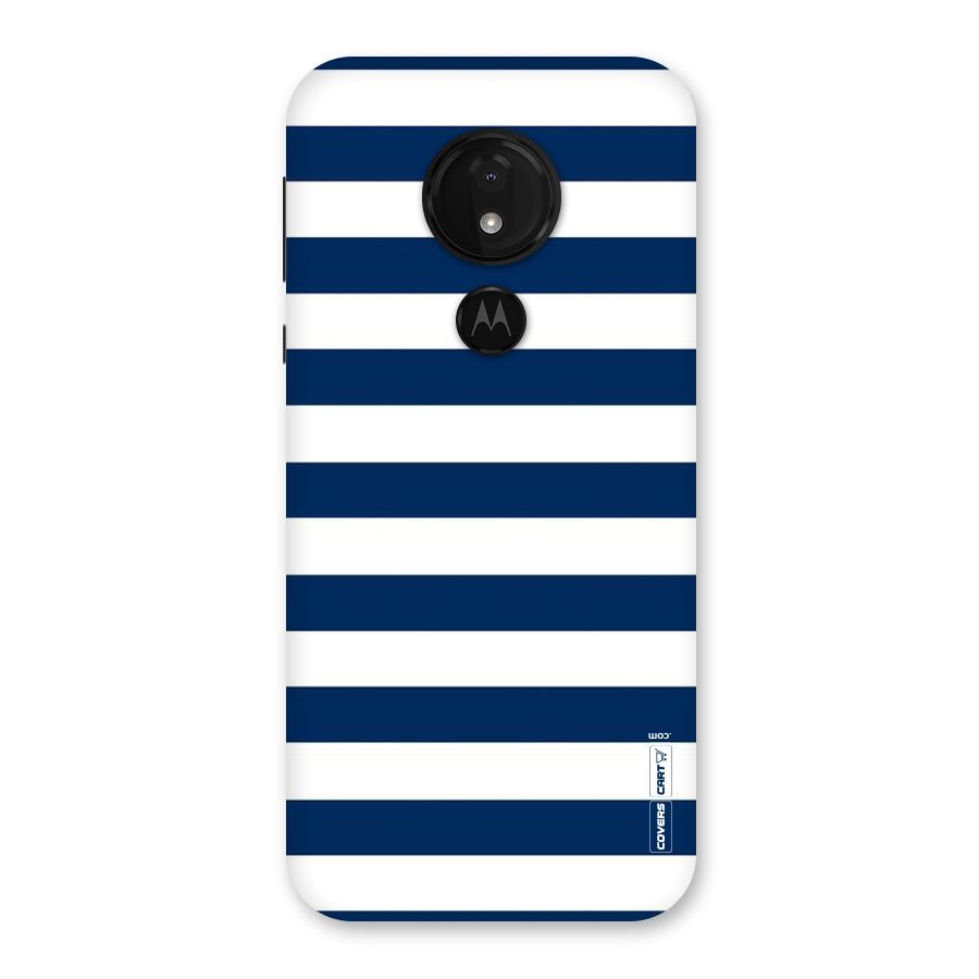 Classic Blue White Stripes Back Case for Moto G7 Power